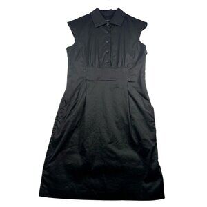 Ann Taylor Dress Womens size 4 Black Stretch Business Casual Sleeveless 2 Pocket